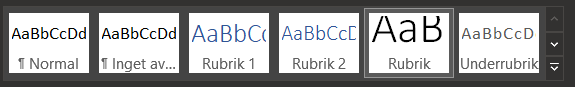 Rubrikmenyn i Word