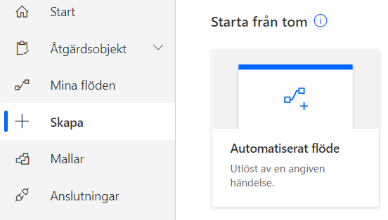 Power Automate - Skapa nytt Automatiserat flöde