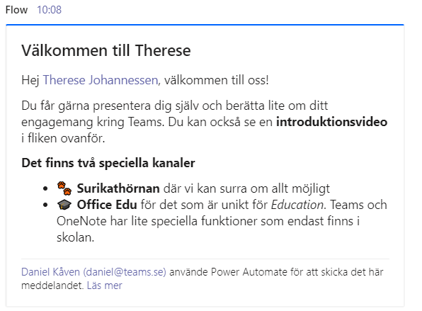 Resultat från flödesroboten