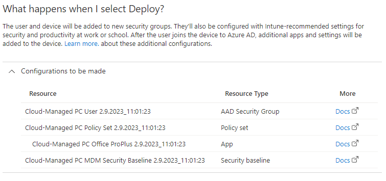 Deployment details