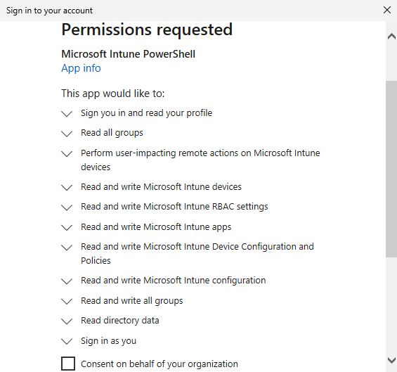 Screenshot of Autopilot Permission request